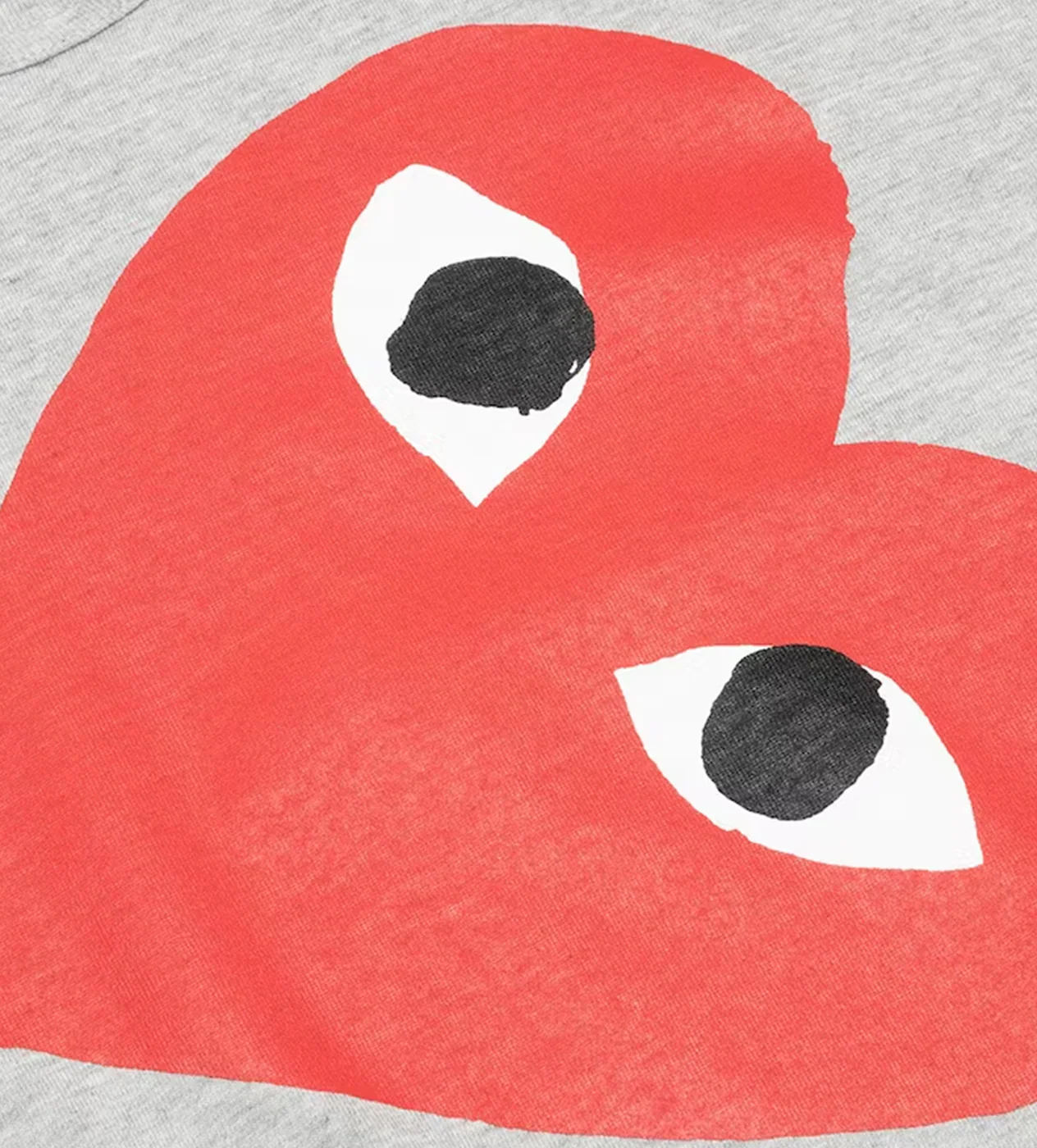 CDG Heather Grey Red Rotate Heart T-Shirt - Image 3
