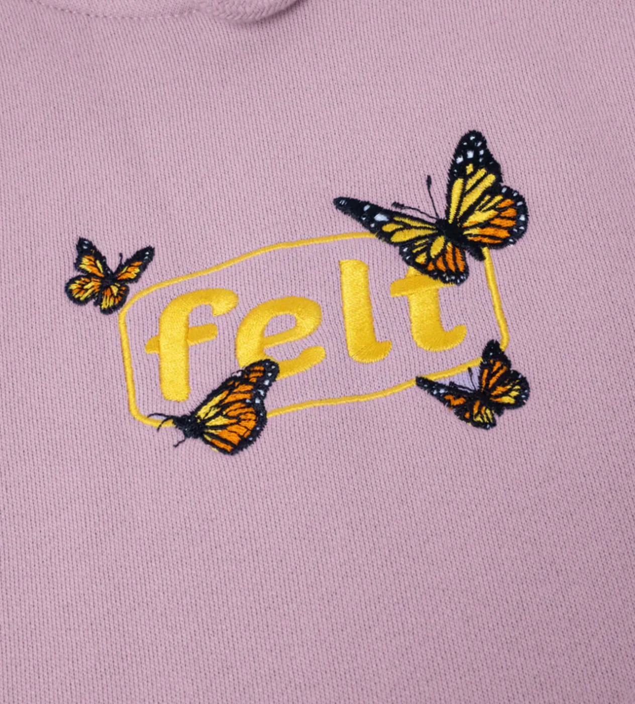 Felt Butterfly Fleece Hoodie Pink - Image 3