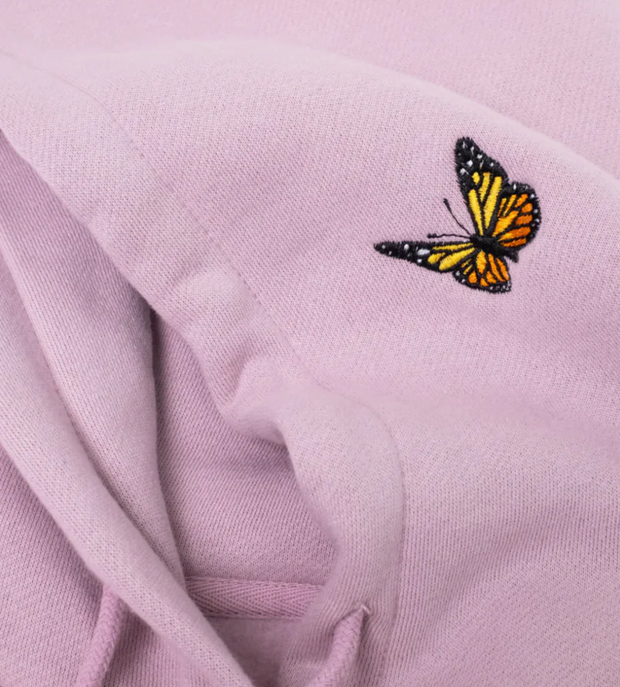 Felt Butterfly Fleece Hoodie Pink - Image 4