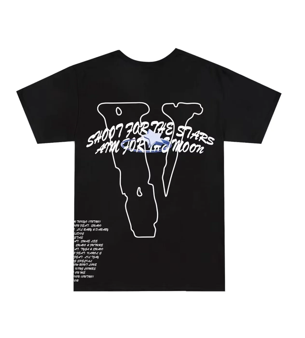 Vlone Pop Smoke Tracklist Black T-Shirt - Image 2