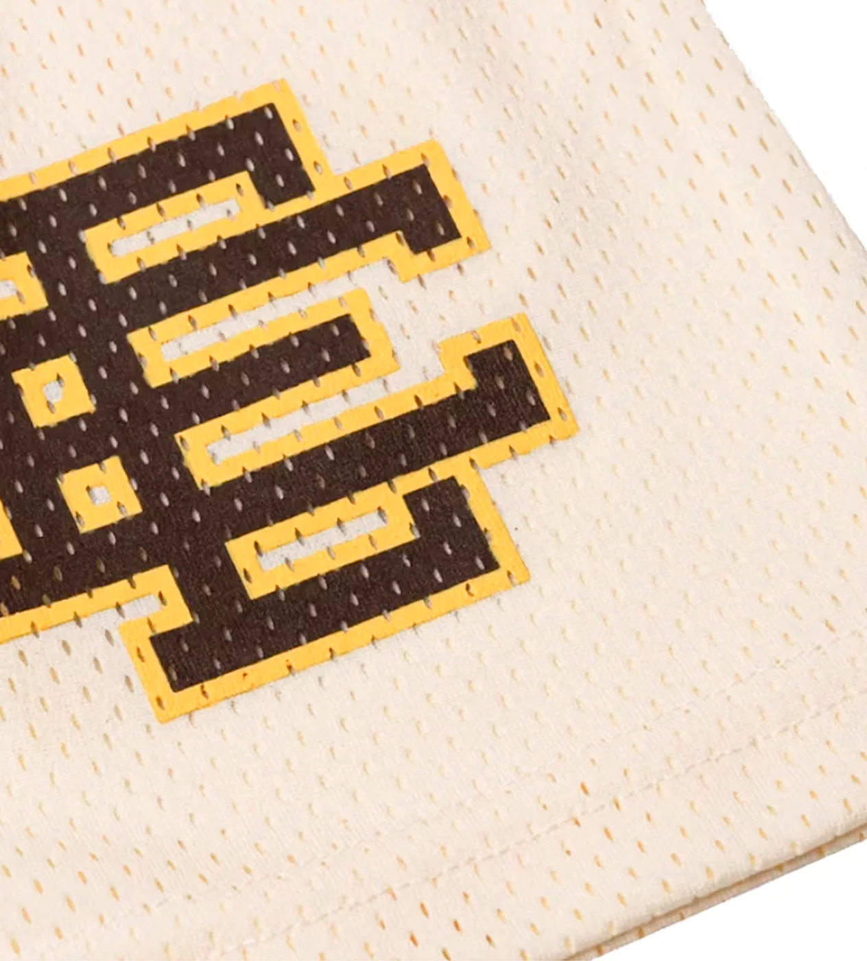 Eric Emanuel Yellow/Black Logo Shorts Cream - Image 2