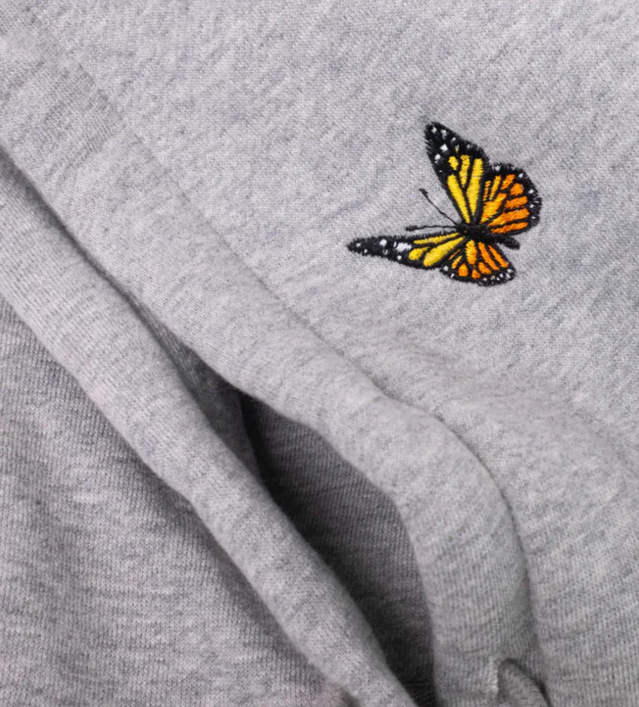 Felt Butterfly Fleece Hoodie Grey - Image 3