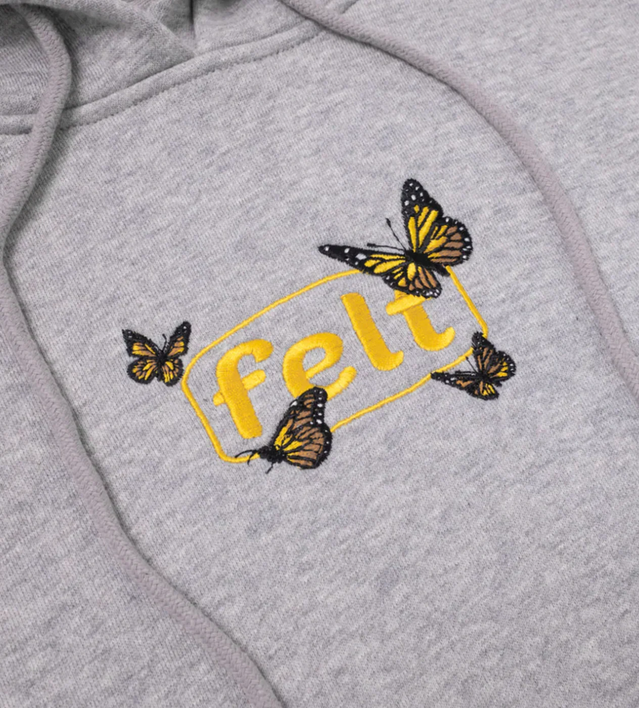 Felt Butterfly Fleece Hoodie Grey - Image 4