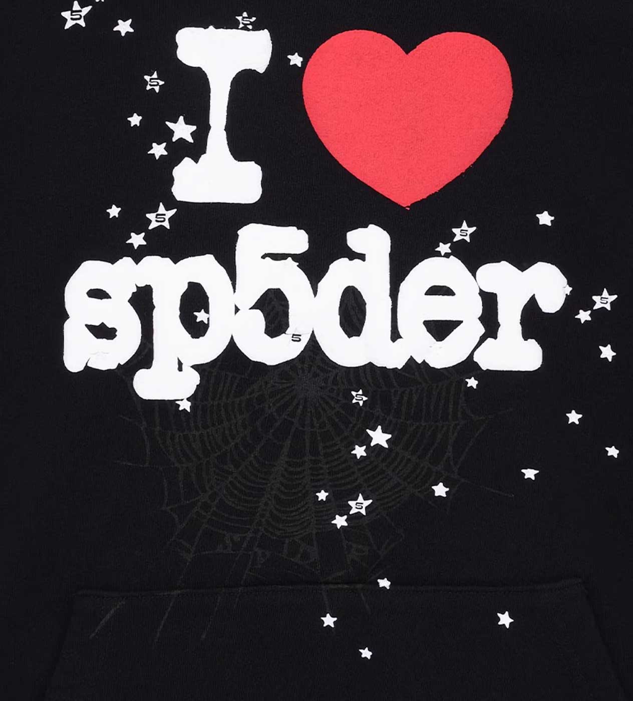 Sp5der I Heart Sp5 Hoodie Black - Image 2
