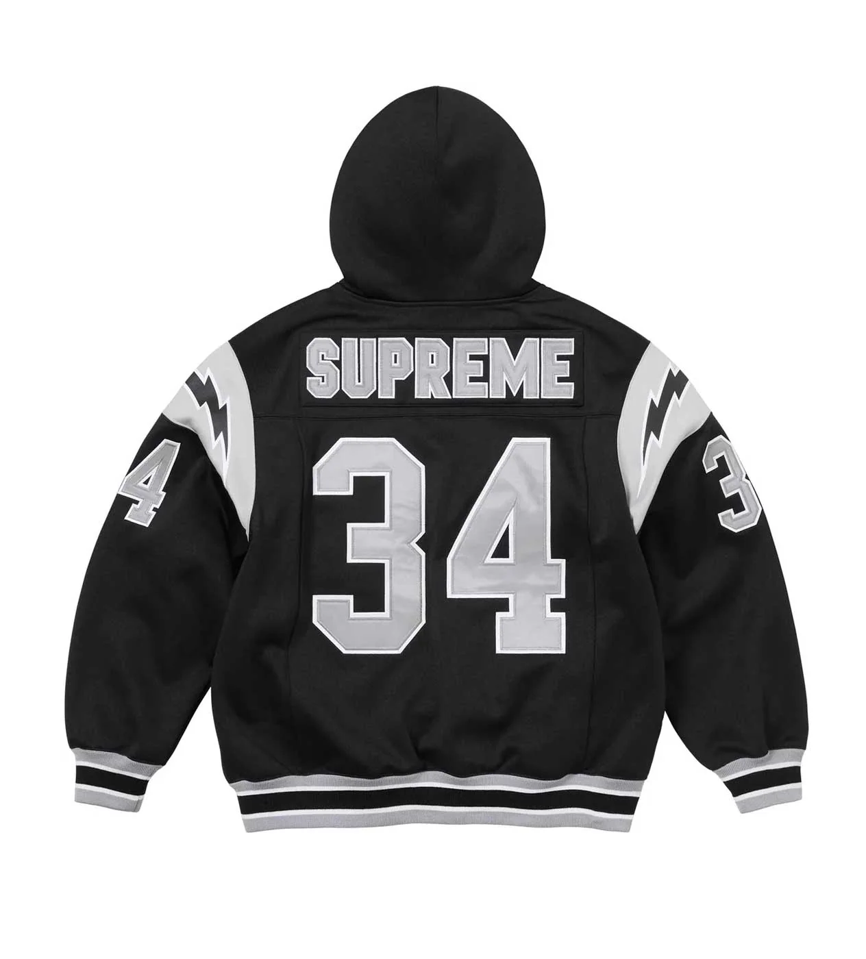 Supreme Football Zip Up Hooded Sweatshirt Black - Image 2
