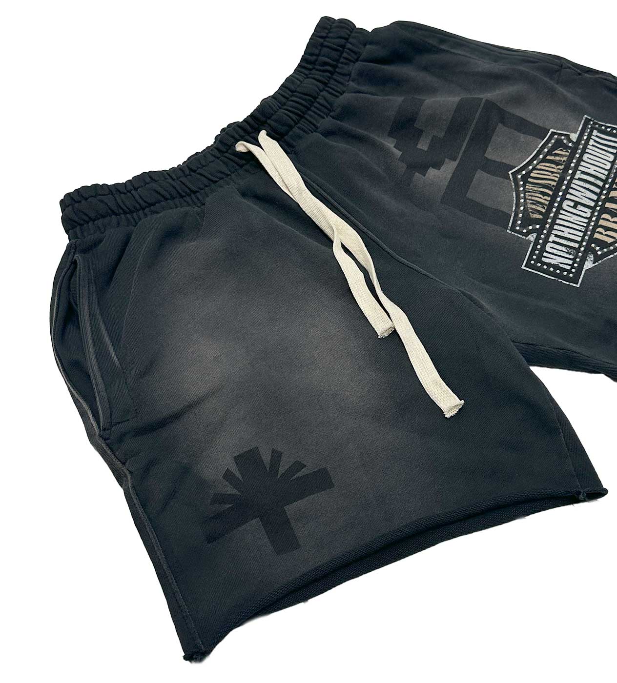 Vertabrae Black Double Emblem Shorts - Image 3